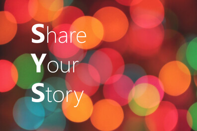 Share your Story on colorful background